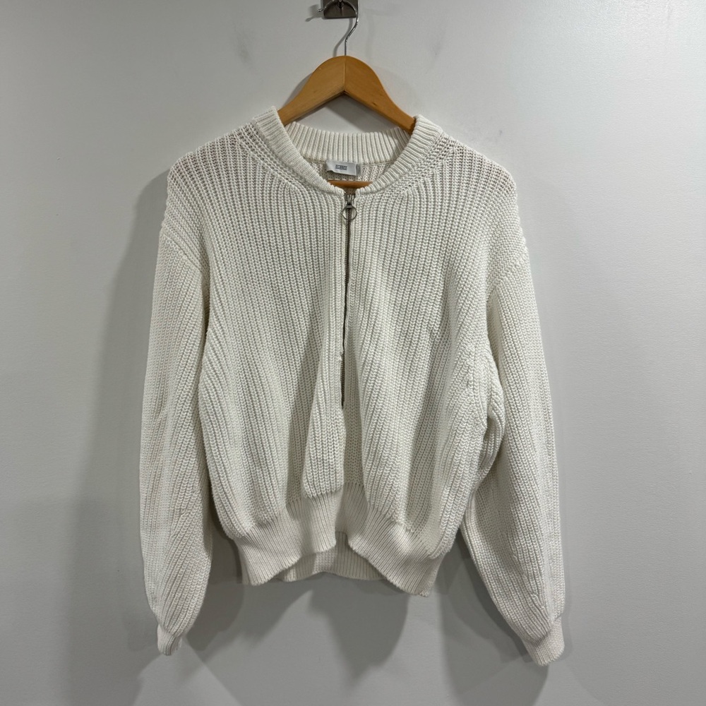 Closed Women White Knit Half‎ Zip Sweater Size XXS